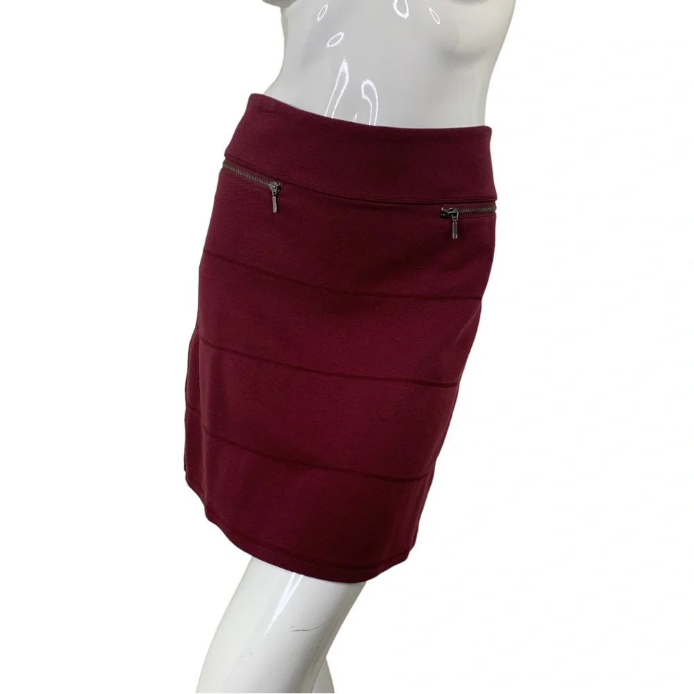ATHLETA deep red maroon burgundy sport skirt striped solid casual stretchy sz M - Picture 12 of 17